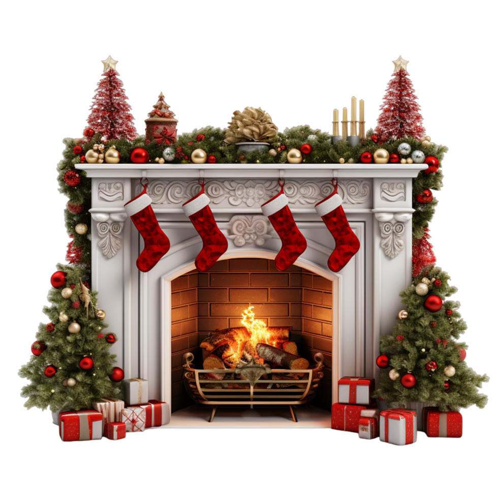 AI generated Christmas Cozy Fireplace png