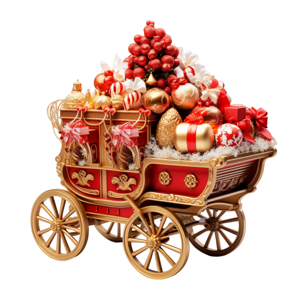 AI generated Christmas sleigh with presents png