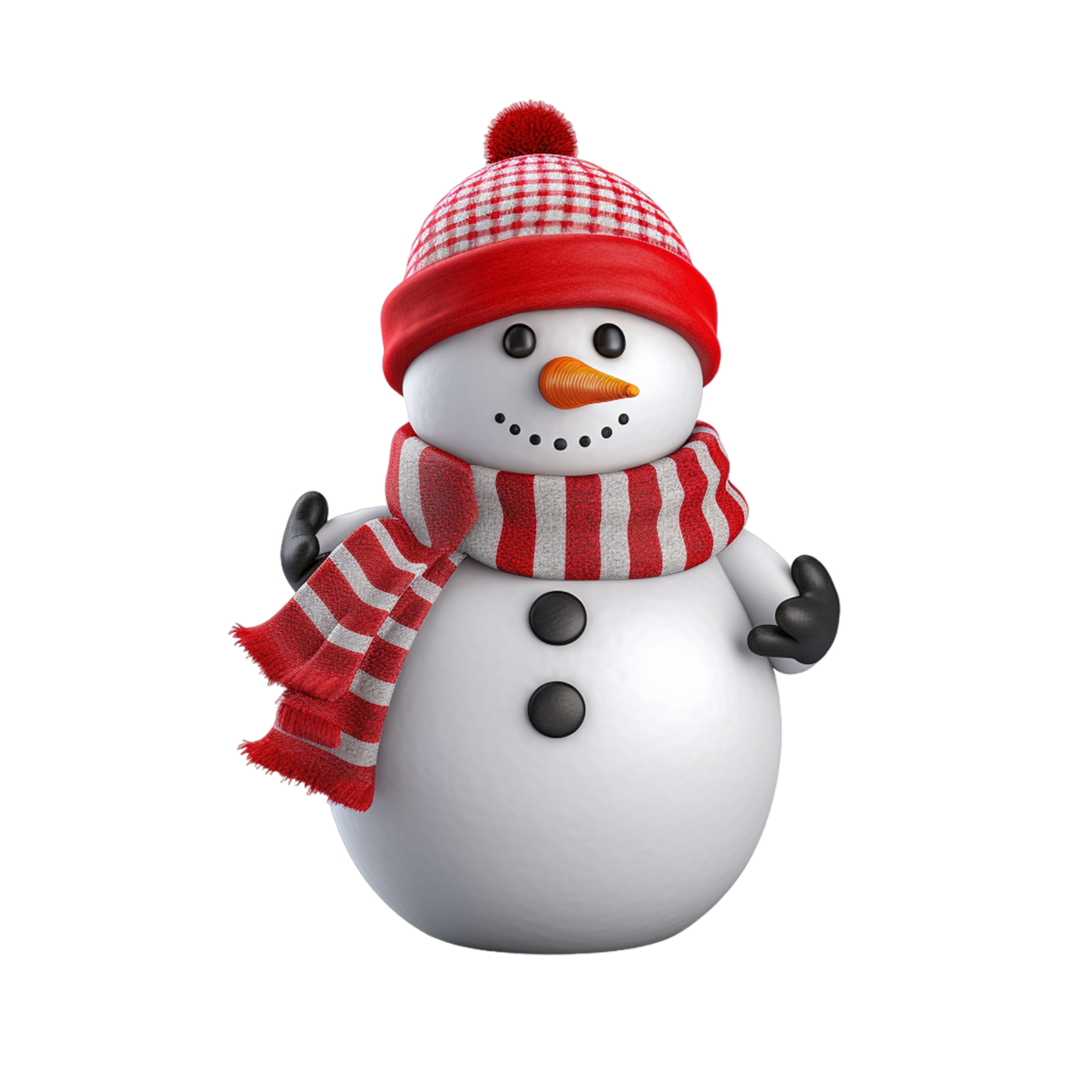 ai-generated-snowman-with-red-hat-and-scarf-34911138-png