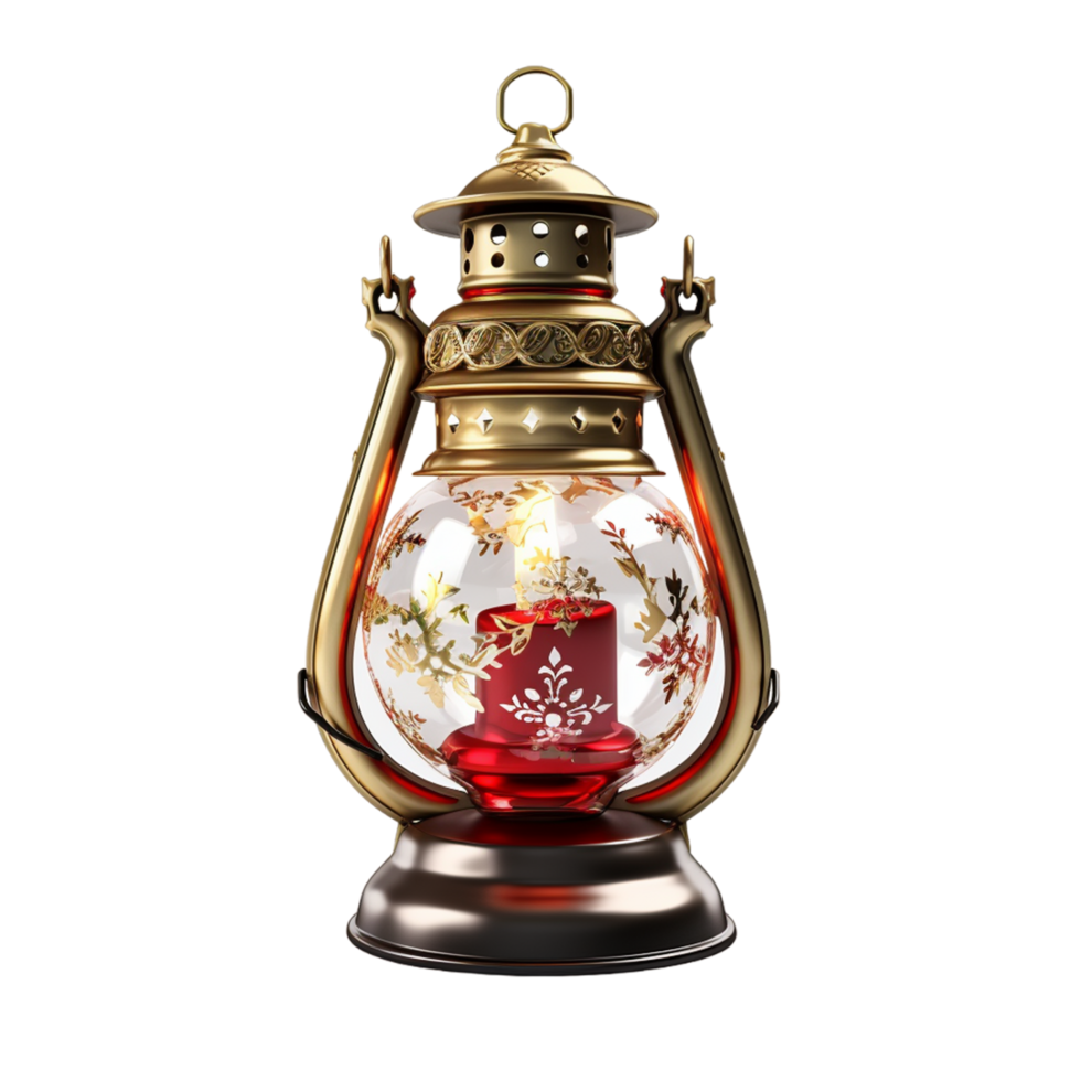 AI generated christmas lantern with candles png