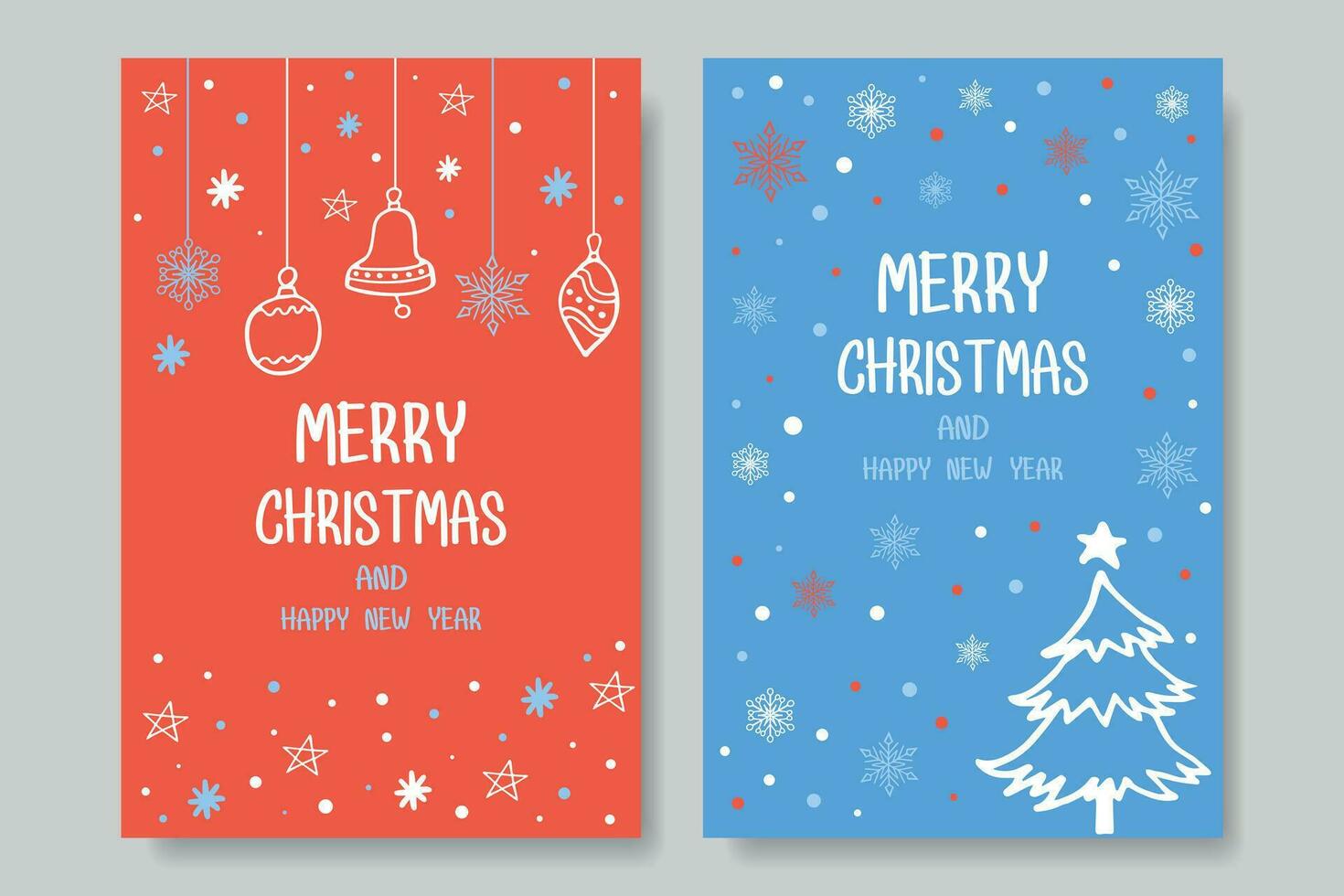 Christmas tree, snowflakes, berries, handmade elements. Winter vector illustration for Christmas invitation, card, banner, social media post.