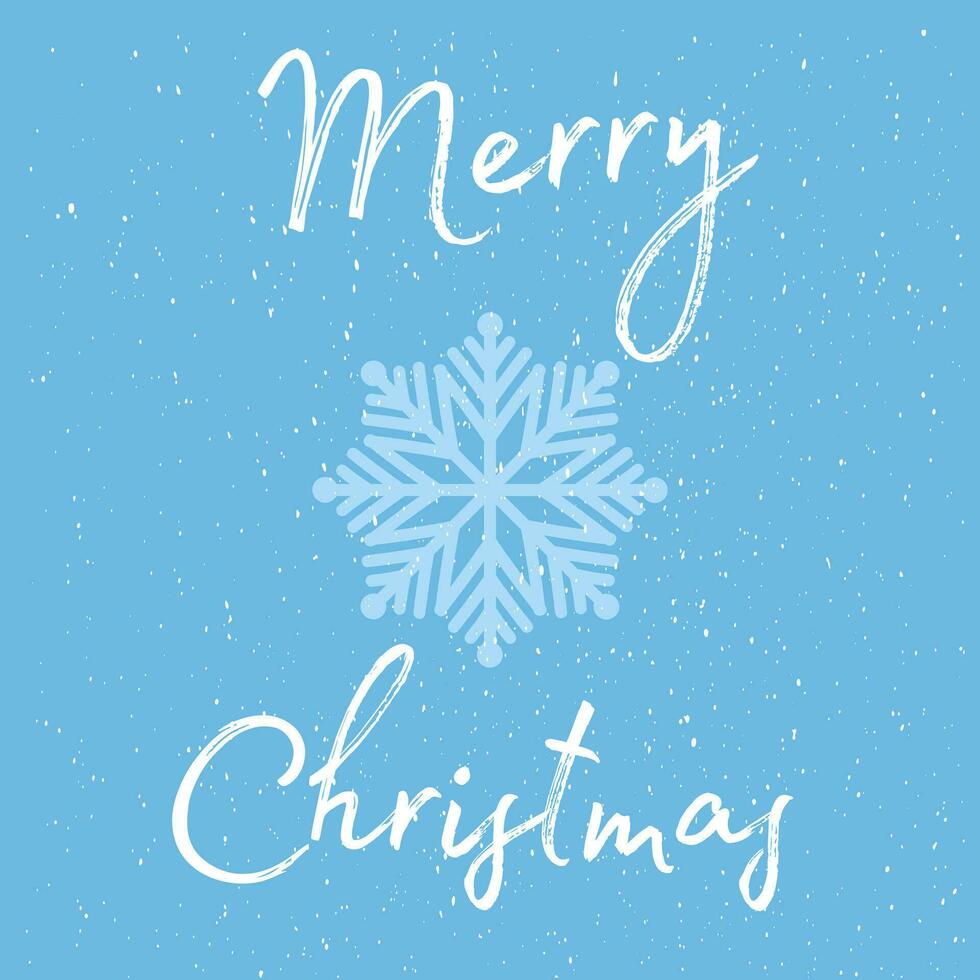 Merry Christmas and Happy New Year greeting card on a blue background. Minimalist style. vector