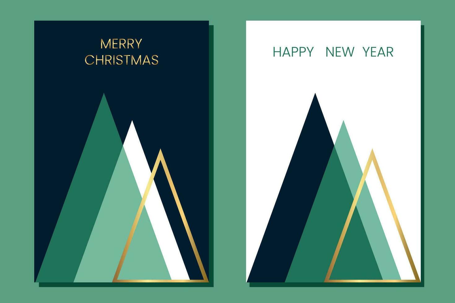 Christmas card template with modern geometric Christmas tree illustration. Merry Christmas and New Year. vector