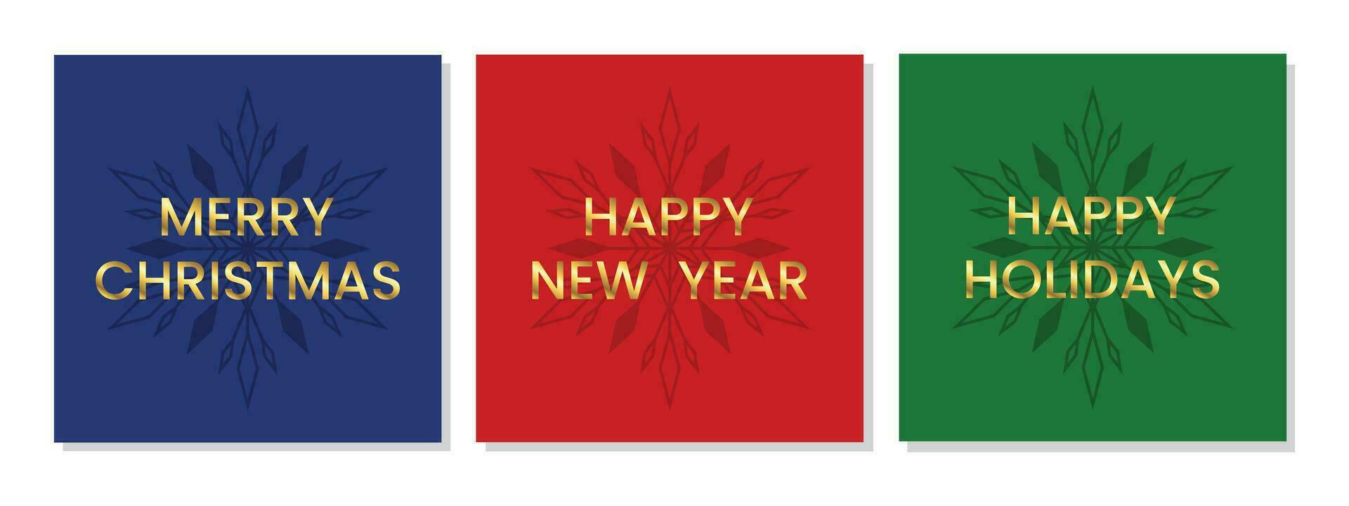 Christmas card design templates. Set of square Christmas cards with golden text. vector