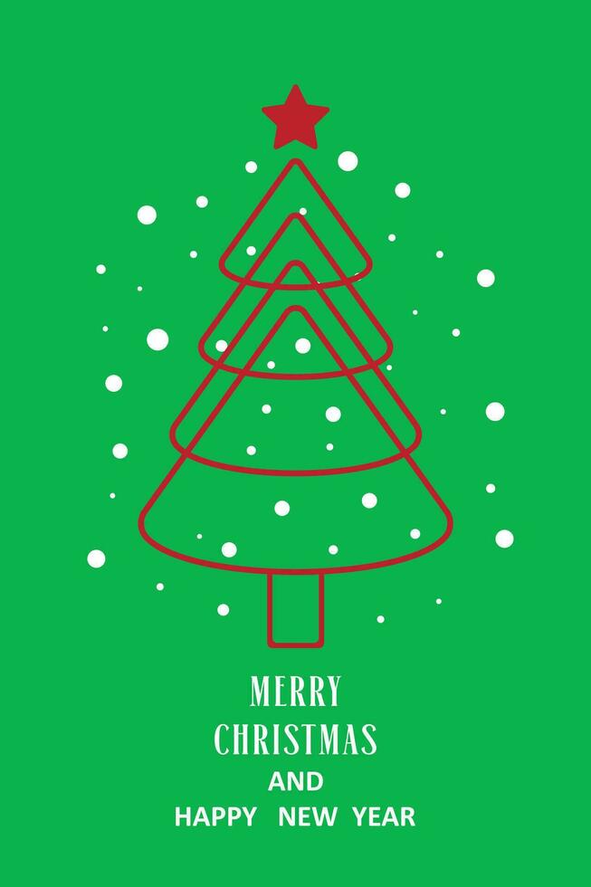 Christmas tree on a green background. Merry Christmas and New Year greetings. vector