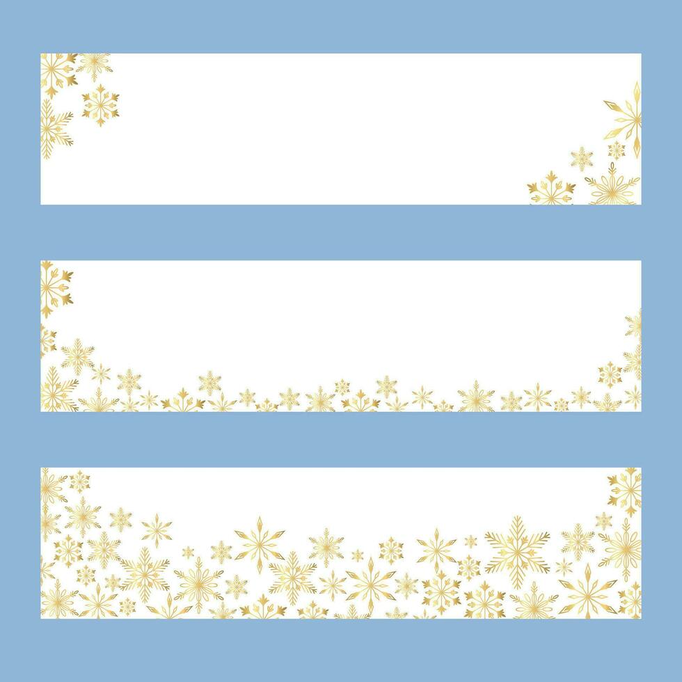 Gold Snowflake Border, Snowflake Background, Snowflake Banner, Christmas Banner. Snowflake template. Background Vector Illustration.