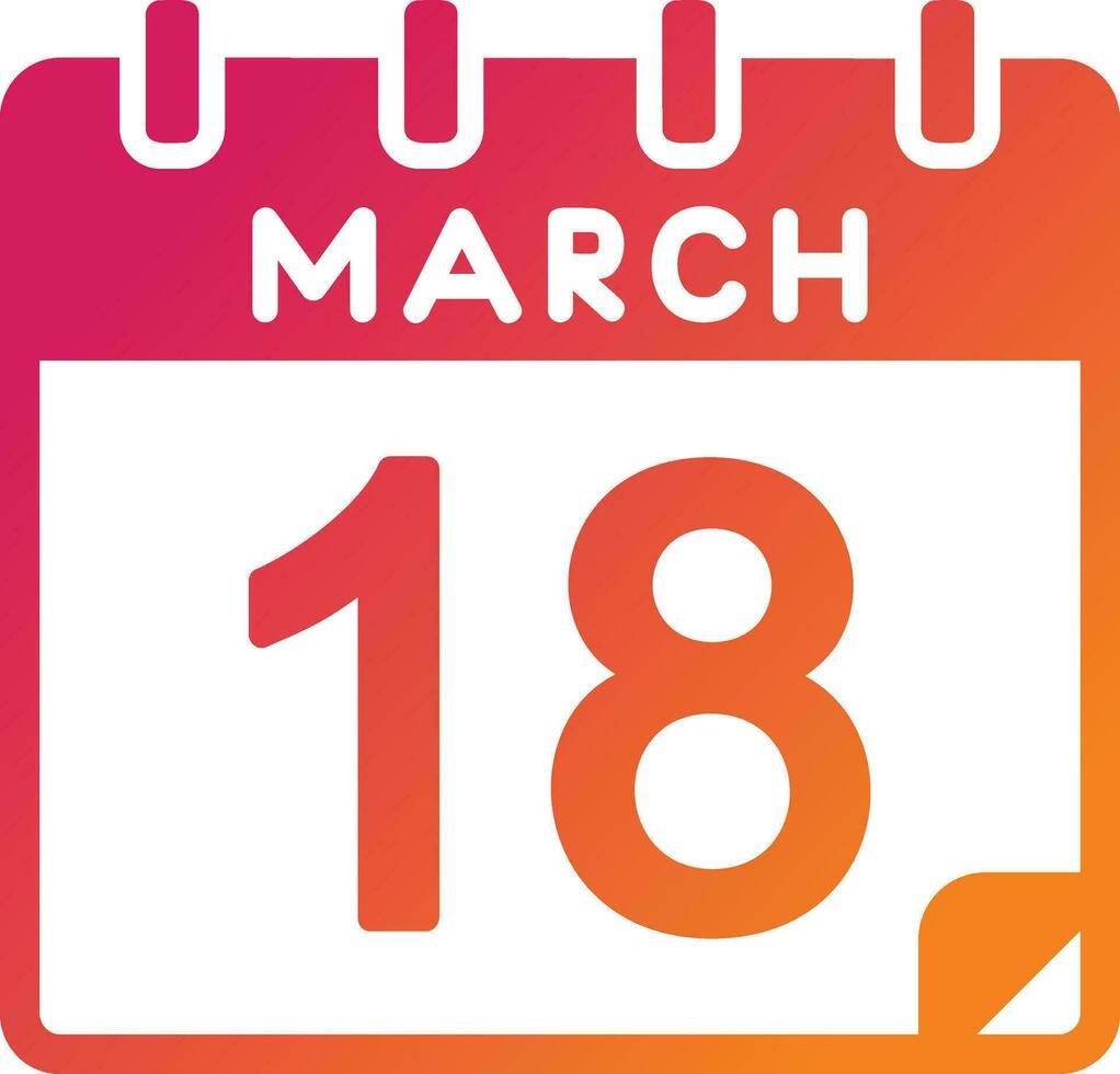 18 March Vector Icon