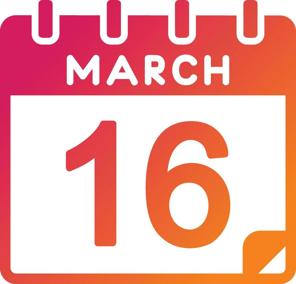 16 March Vector Icon