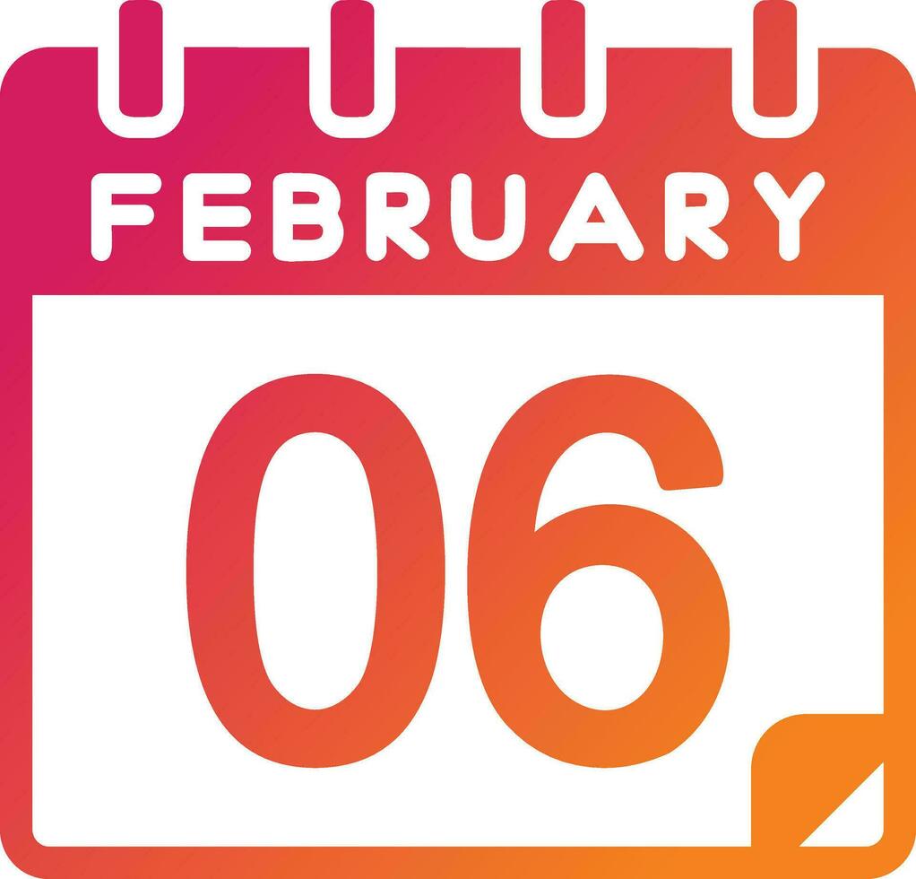 6 February Vector Icon
