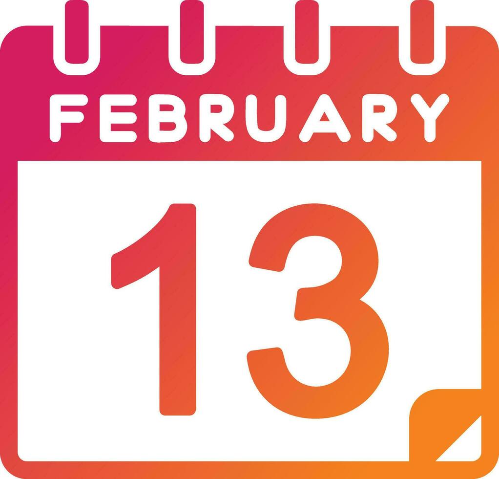 13 February Vector Icon