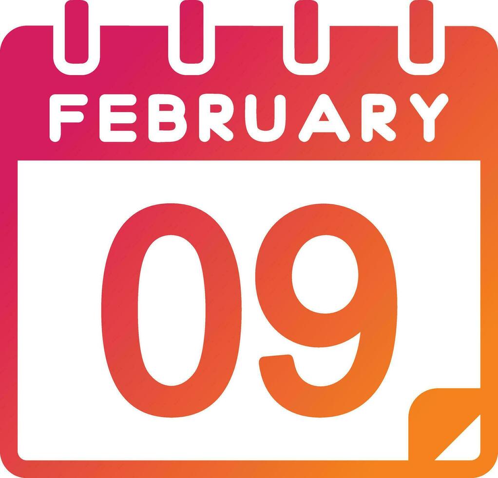 9 February Vector Icon