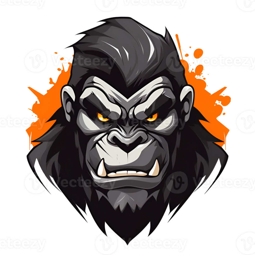 AI generated Cartoon Style Gorilla Illustration Painting Drawing No Background Perfect for Print on Demand Merchandise AI Generative png