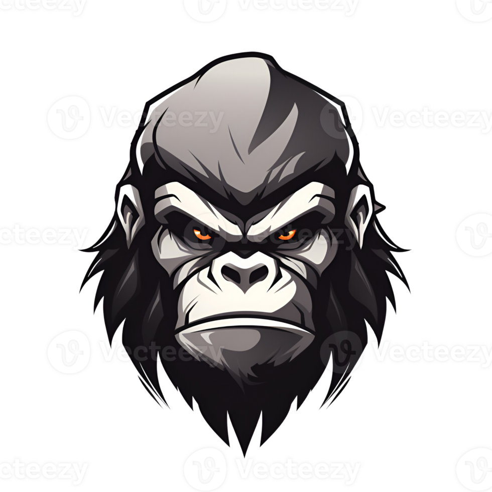 AI generated Cartoon Style Gorilla Illustration Painting Drawing No Background Perfect for Print on Demand Merchandise AI Generative png
