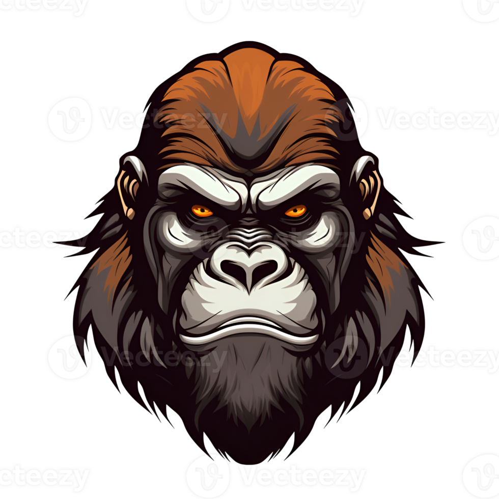 AI generated Cartoon Style Gorilla Illustration Painting Drawing No Background Perfect for Print on Demand Merchandise AI Generative png