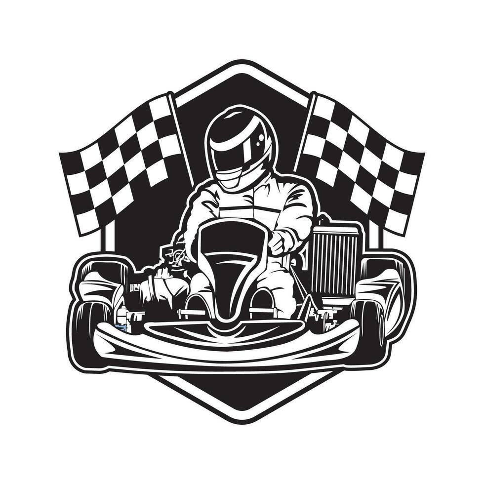 Vamos kart carreras vector ilustración en vistoso diseño, bueno para evento logo, t camisa diseño y carreras equipo logo