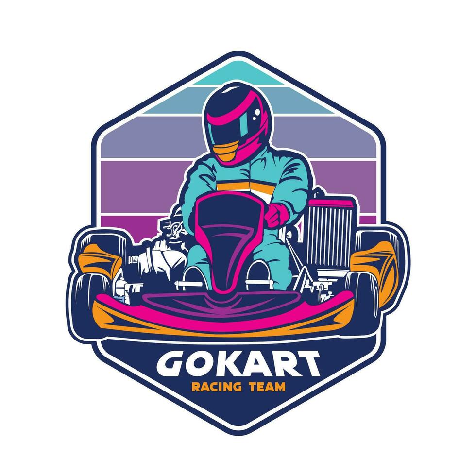 Go Kart racing vector illustration in colorful design, good for event logo, t shirt design and racing team logo