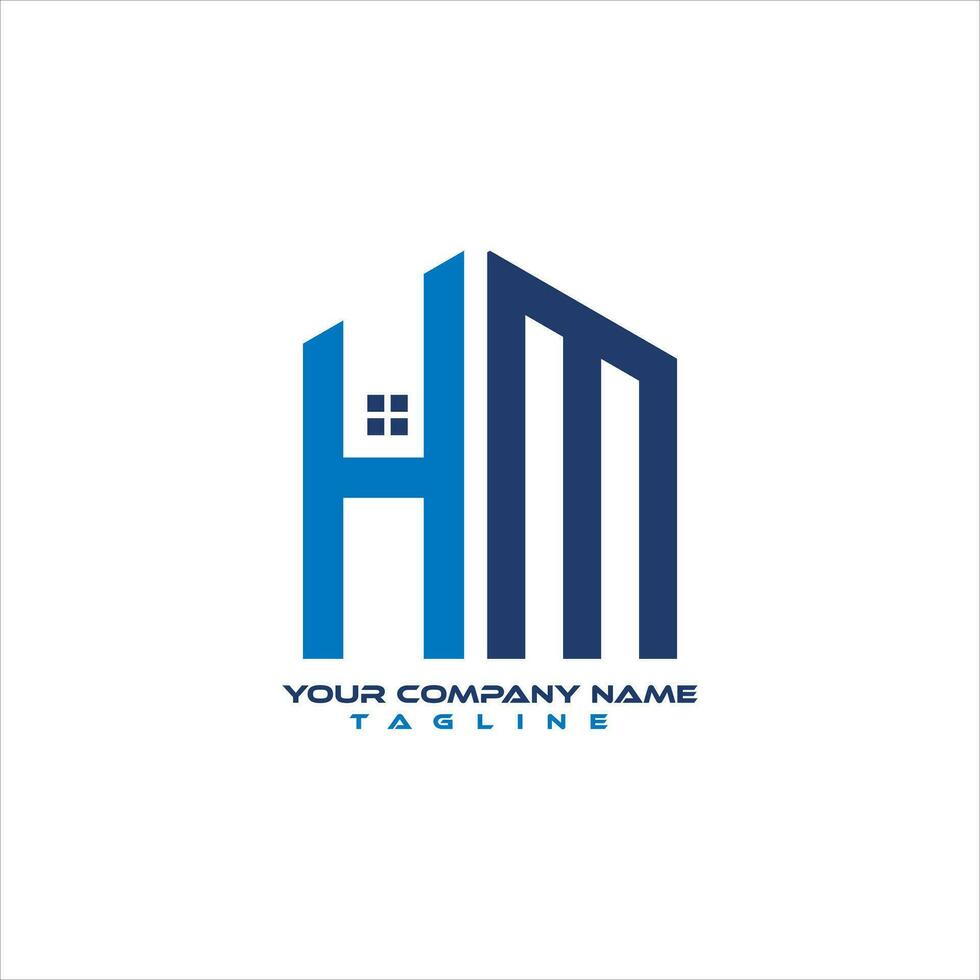 vector home leaf HM logo design template
