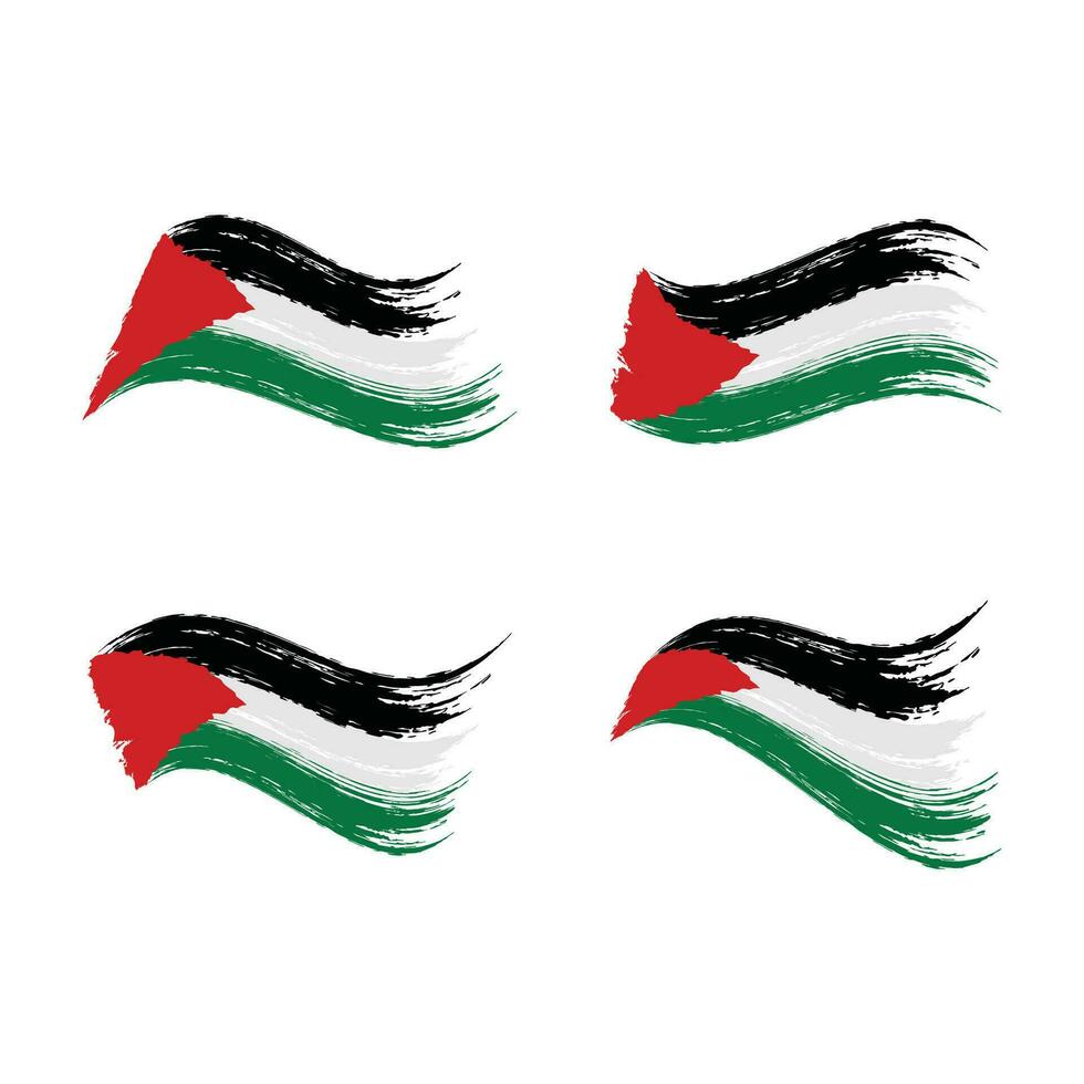 Flag of palestine brush paint style vector illustration.