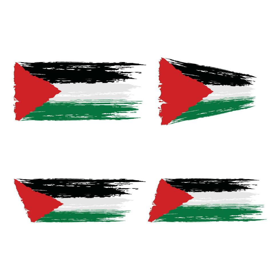 Flag of palestine brush paint style vector illustration.