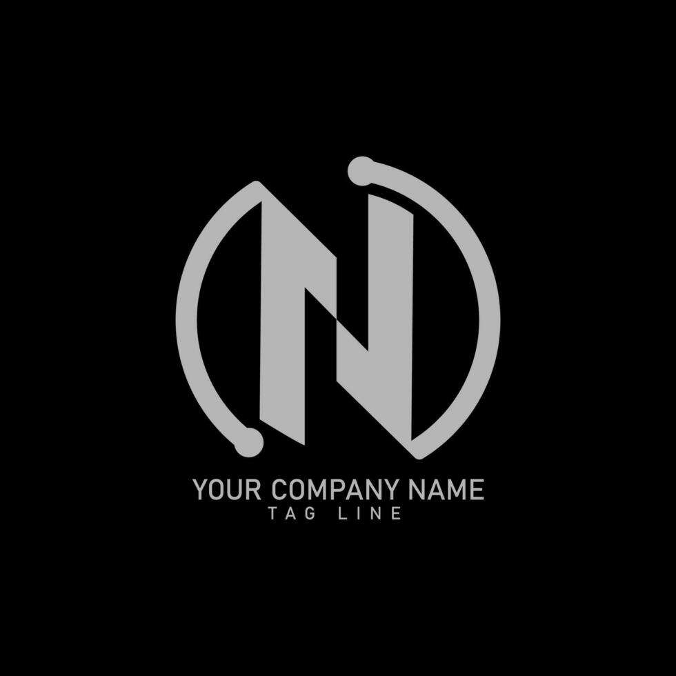 Round N Letter Logo pro vector