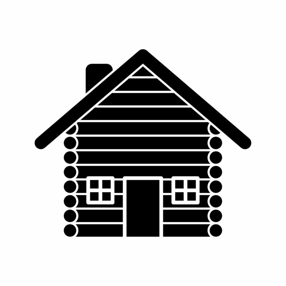 Wooden house silhouette vector. Log house silhouette can be used as icon, symbol or sign. Log house icon vector for design of hunter, cabin, hut or forest