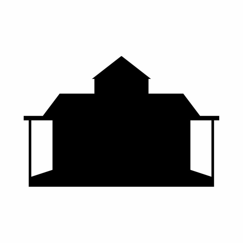 Farmhouse silhouette vector. Rural house silhouette can be used as icon, symbol or sign. House icon vector for design of farm, village or countryside