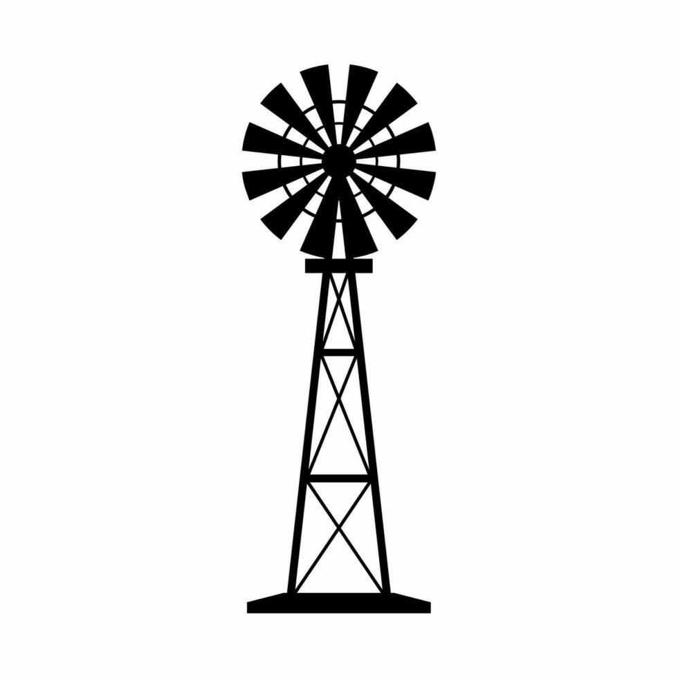 Windmill silhouette vector. Rural building silhouette can be used as icon, symbol or sign. Windmill icon vector for design of farm, village or countryside