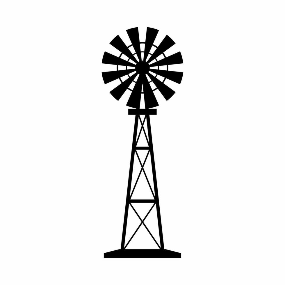 Windmill silhouette vector. Rural building silhouette can be used as icon, symbol or sign. Windmill icon vector for design of farm, village or countryside