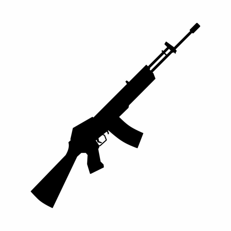 Assault rifle silhouette vector. Rifle gun silhouette can be used as icon, symbol or sign. Rifle icon vector for design of weapon, military, army or war