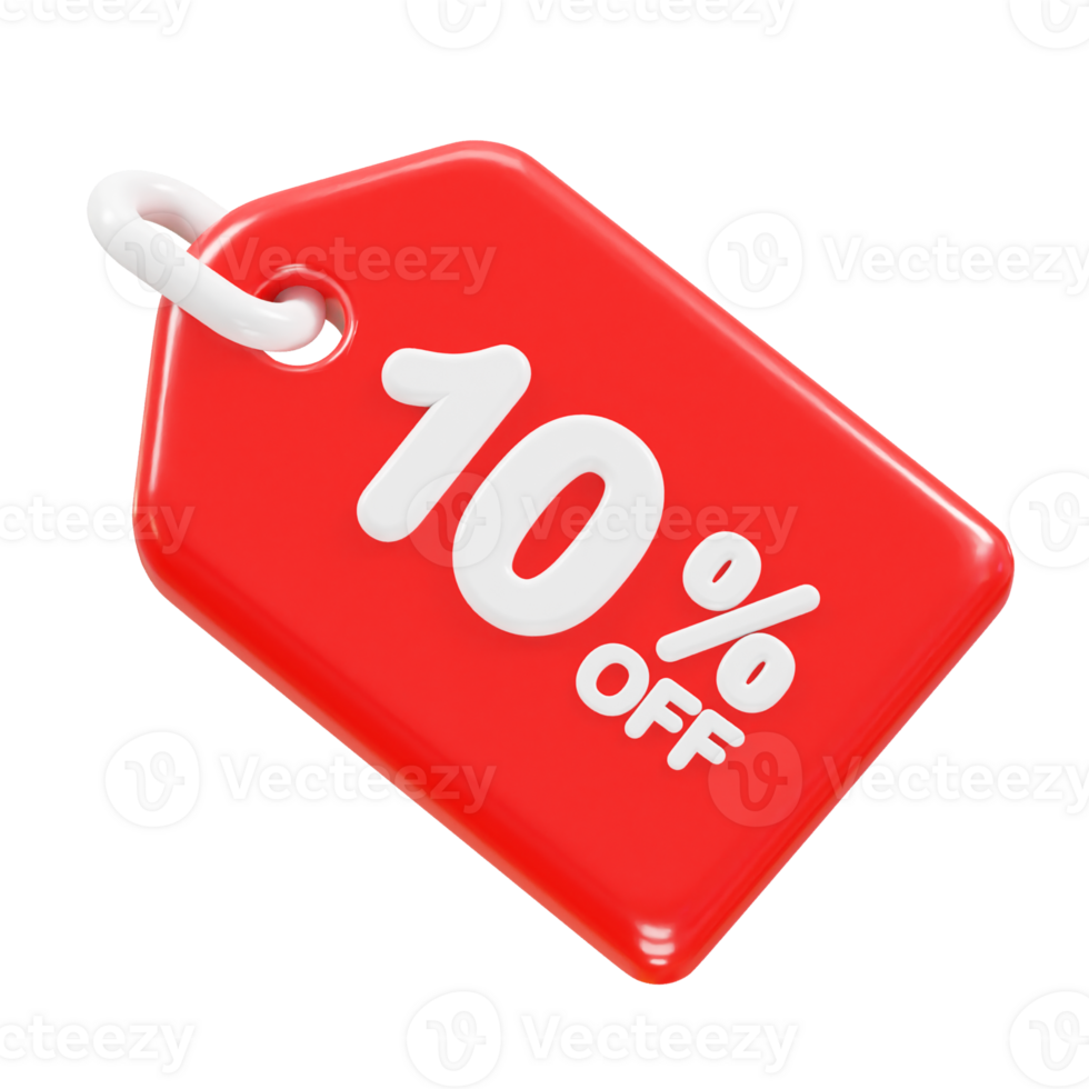 10 percent off discount sale icon 3d render illustration png