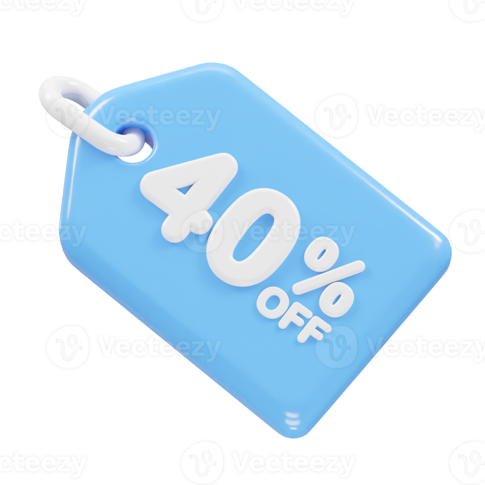 40 Prozent aus Rabatt Verkauf Symbol 3d machen Illustration png