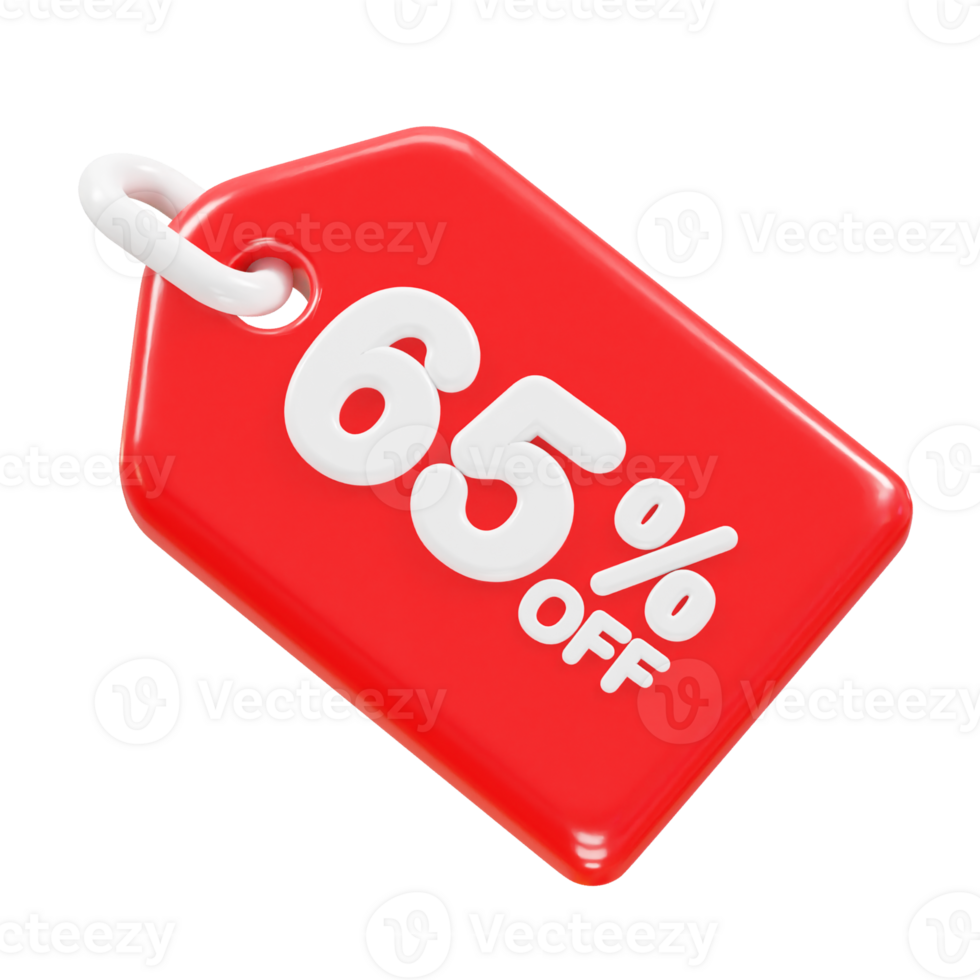 65 procent av rabatt försäljning ikon 3d framställa illustration png