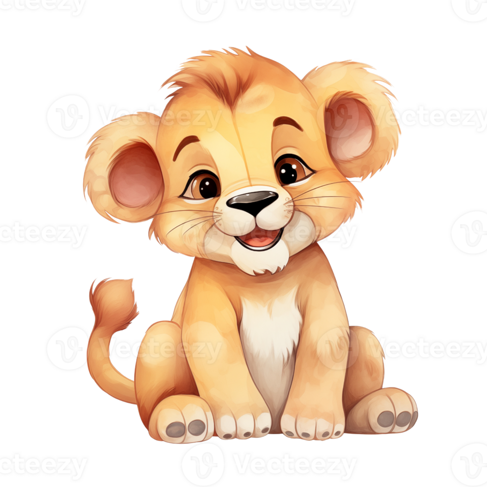 AI generated Lion Watercolor Illustration on Isolated Background.Created with Generative AI technology. png