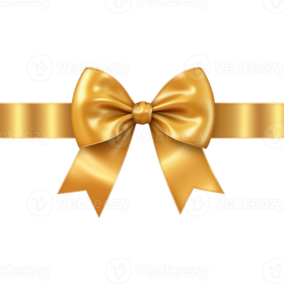 AI generated Gold Ribbon Bow on isolated background.Created with Generative AI technology. png