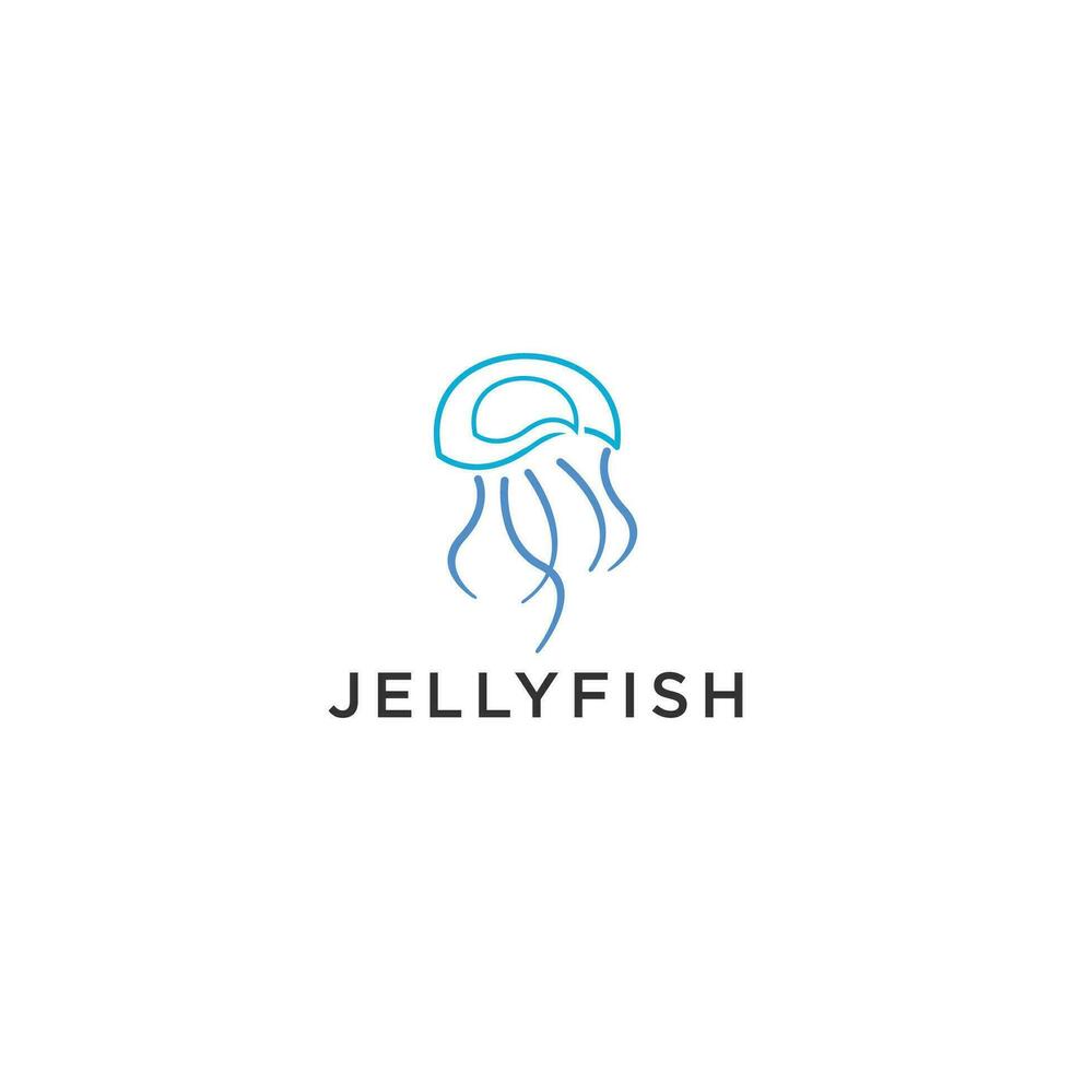 Vector logo on which an abstract image of a jellyfish in a linear style.