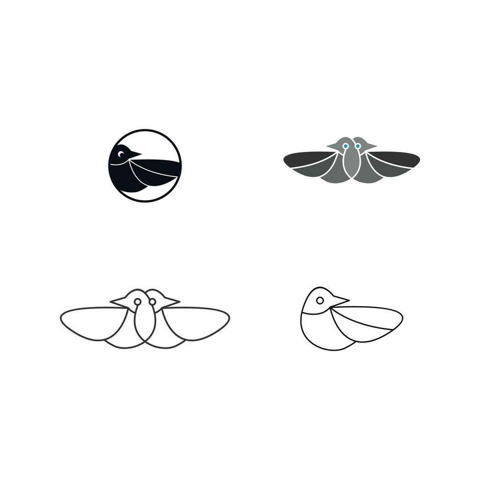 set icon bird line art logo vector