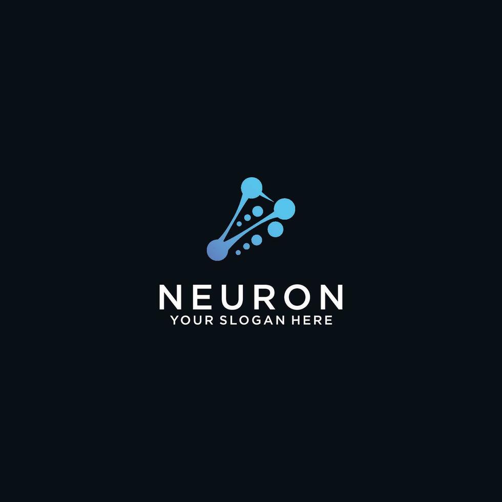 neurona cerebro logo icono con puntos concepto. vector