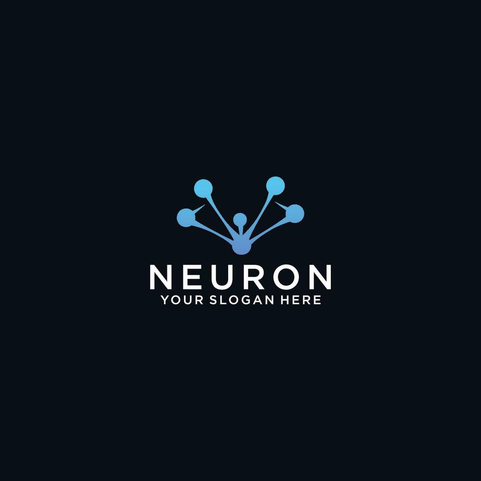 neurona cerebro logo icono con puntos concepto. vector