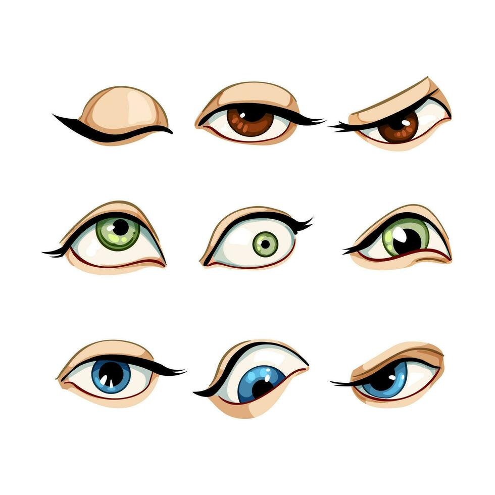 eye set cartoon vector illustration