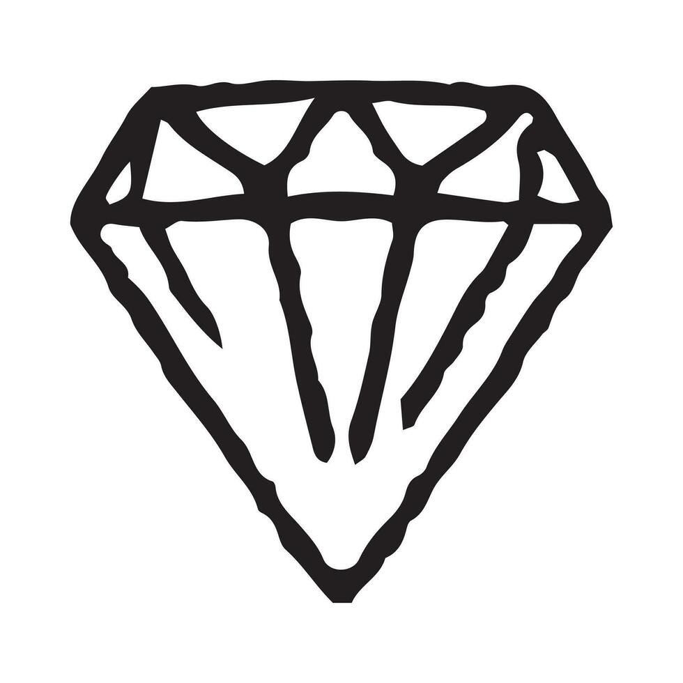 Doodle diamond, gemstone vector icon on white background. Valentine's Day
