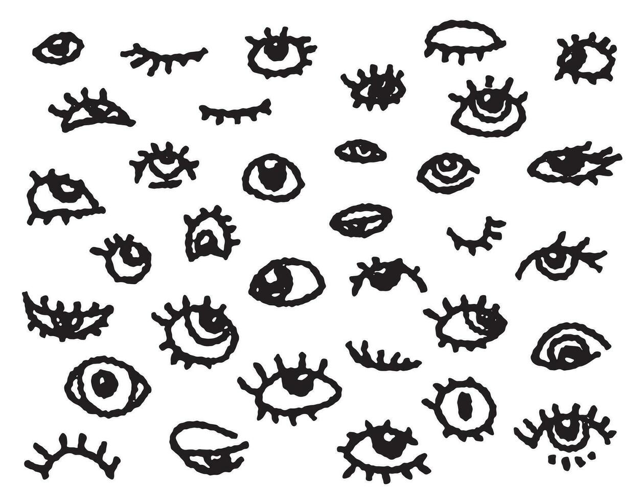 Vector hand drawn doodle set with hand drawn eyes.