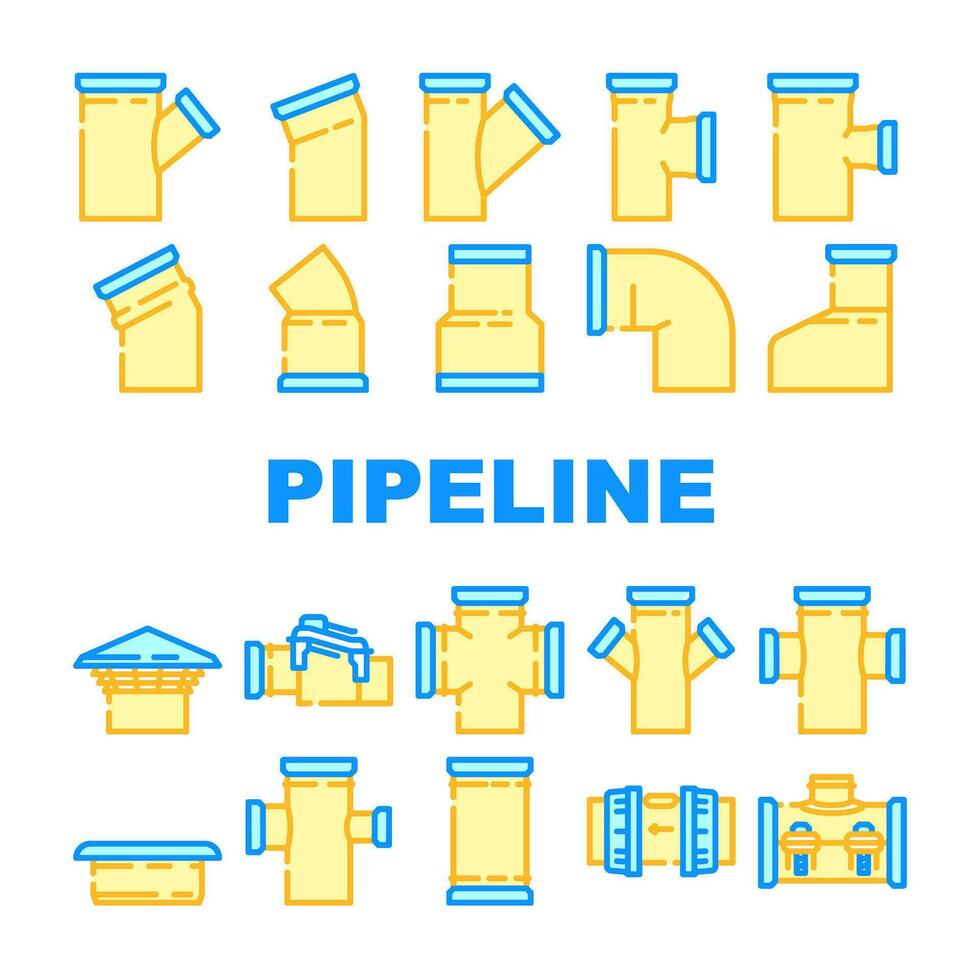 pipeline industry gas pipe icons set vector