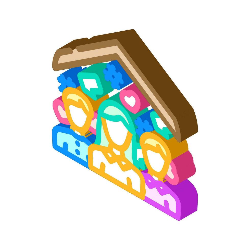 community building social media isometric icon vector illustration