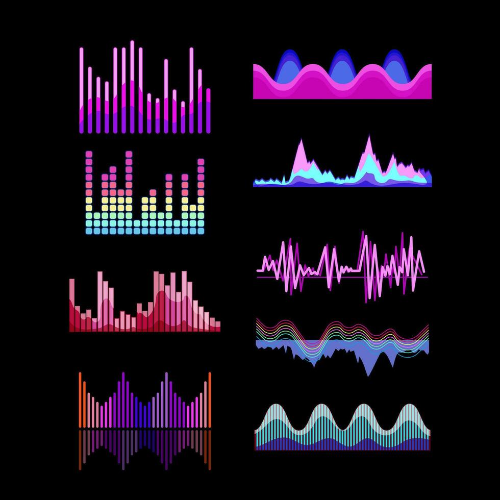 equalizer music set cartoon vector illustration