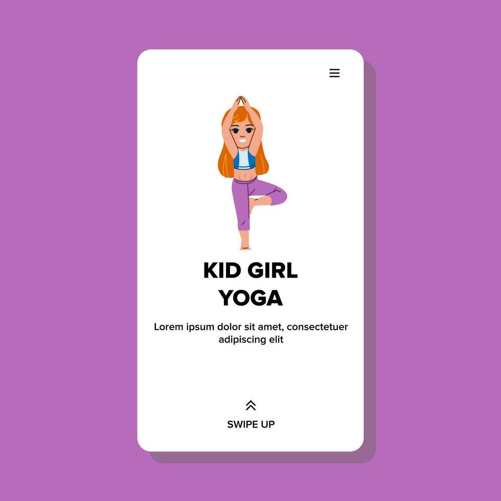 child kid girl yoga vector