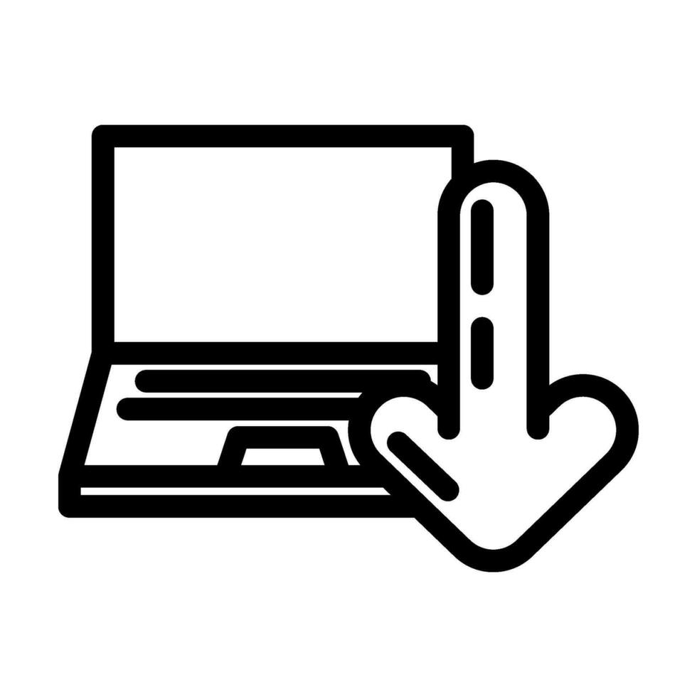 ordenador portátil descargando datos computadora línea icono vector ilustración