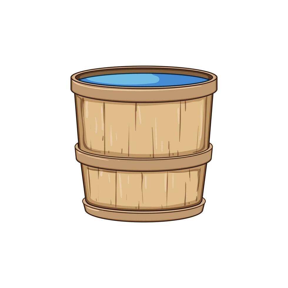barril de madera tina dibujos animados vector ilustración