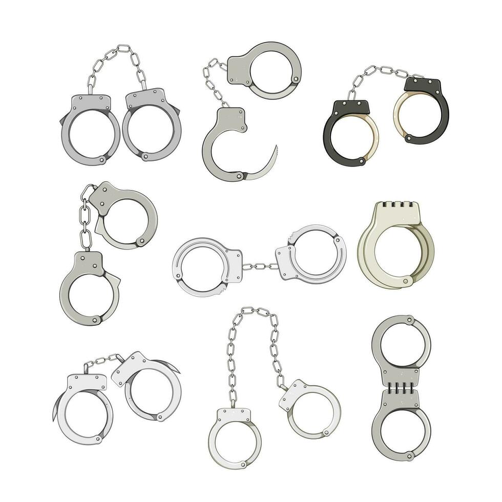 handcuffs set cartoon vector illustration