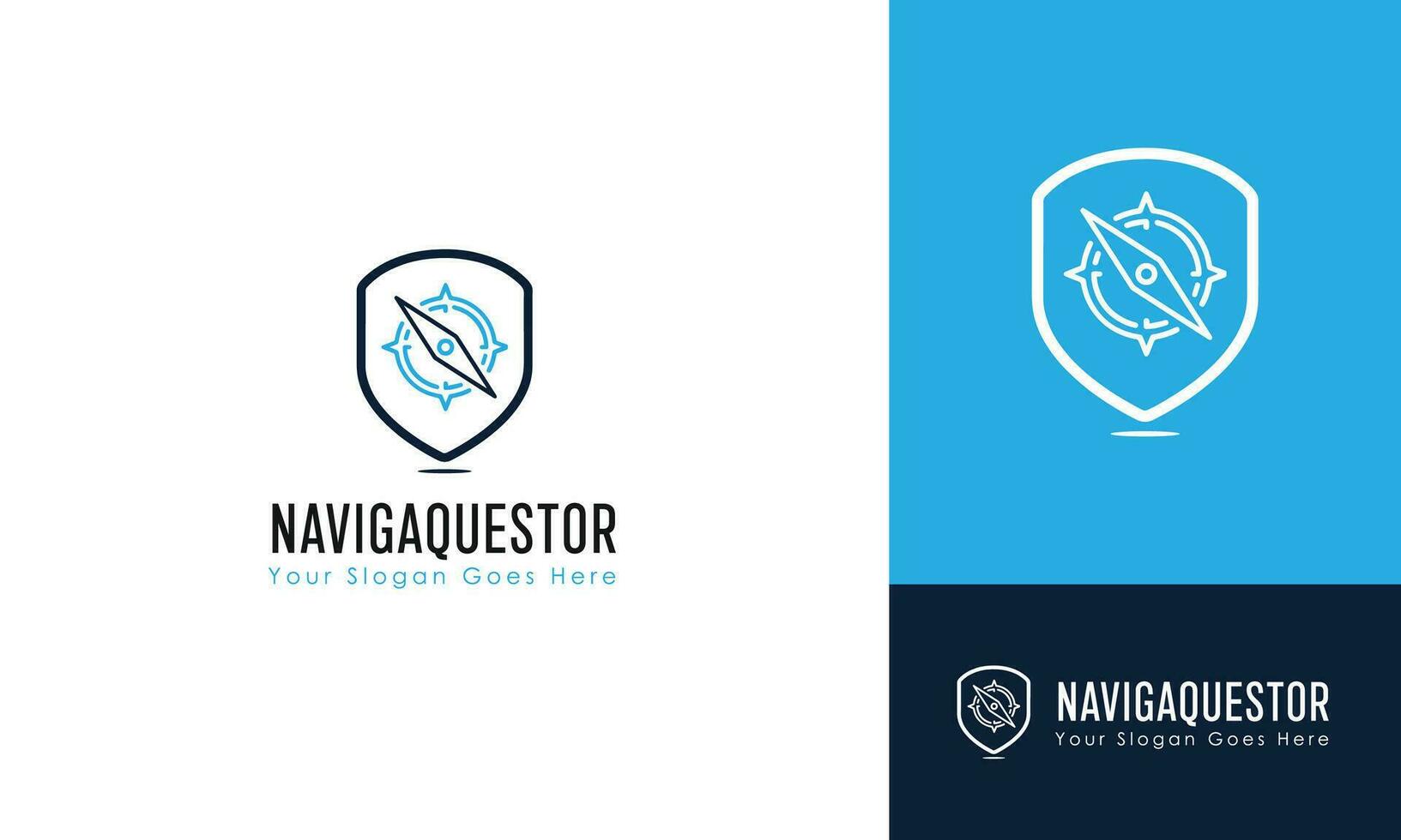 Navigation compass logo vector template - with compass and location them