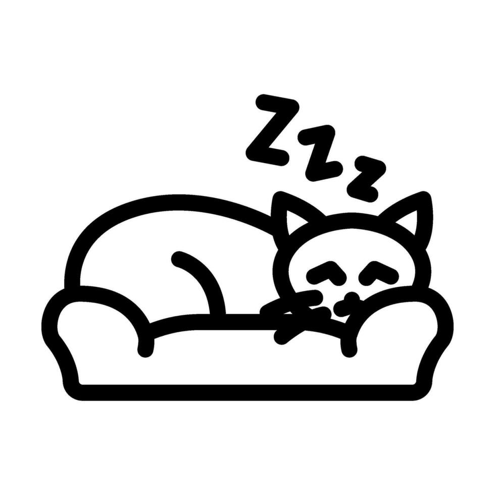 slumbering cat sleep night line icon vector illustration